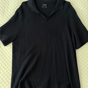 Abercrombie & Fitch Men's Black Textured Polo